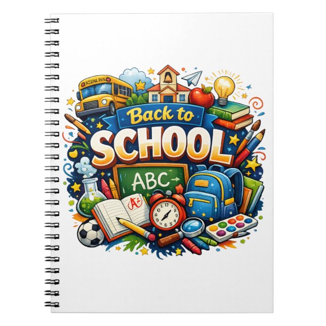  Back to School Colorful Illustration  Notebook (Front)