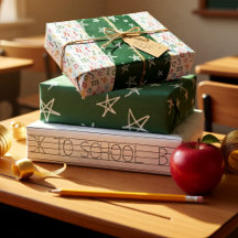 Back to school colour, green and b&w