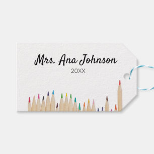 Back to school colour pencils add name class year gift tags