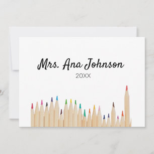 Back to school colour pencils add name class year invitation