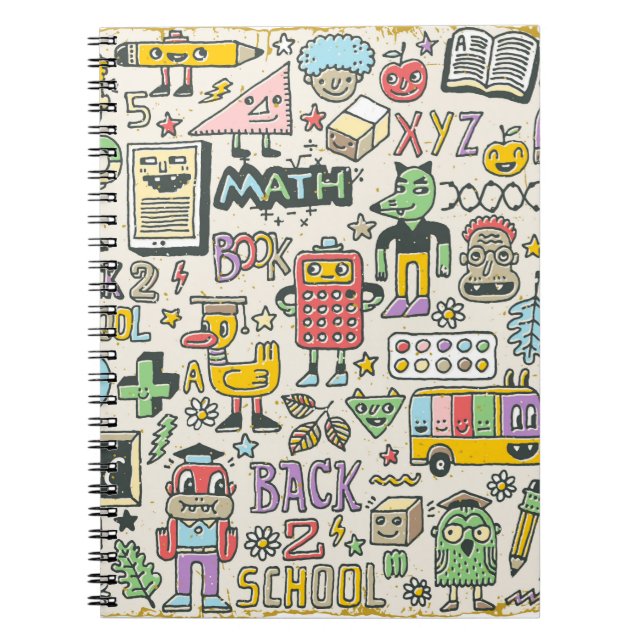 Back to school colourful doodle set 2. Hand drawn  Notebook (Front)