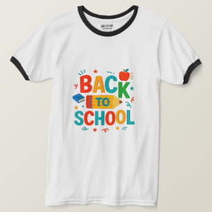 Back to School" Colourful Pencil & Apple Graphic T-Shirt