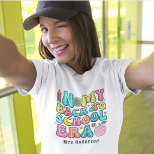 Back to school colourful retro teacher  T-Shirt