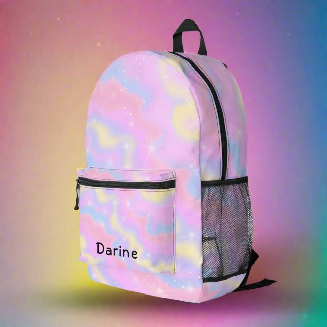 Back to School Colourful Sparkles Rainbow Girly  Printed Backpack (Creator Uploaded)