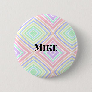 Back to school colourful stripes rainbow add name 6 cm round badge