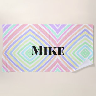 Back to school colourful stripes rainbow add name beach towel