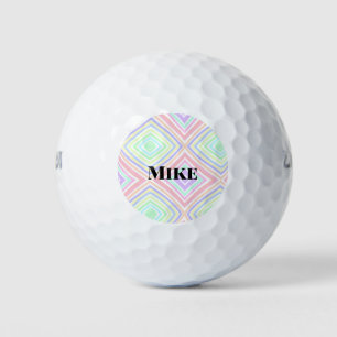 Back to school colourful stripes rainbow add name golf balls