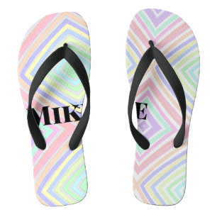 Back to school colourful stripes rainbow add name jandals