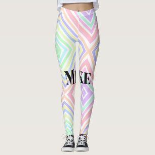 Back to school colourful stripes rainbow add name leggings