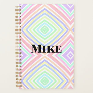 Back to school colourful stripes rainbow add name planner