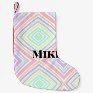 Back to school colourful stripes rainbow add name small christmas stocking