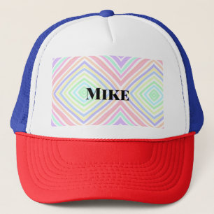 Back to school colourful stripes rainbow add name trucker hat