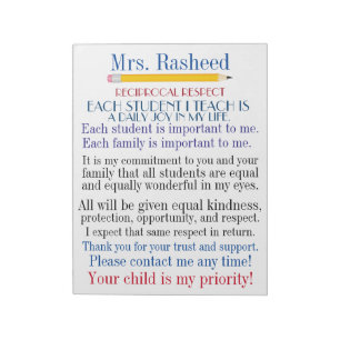 Back to School Commitment to Parents Notepad