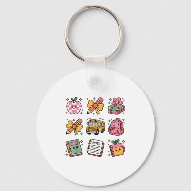 Back To School Coquette Bow First Day Of School To Key Ring (Front)