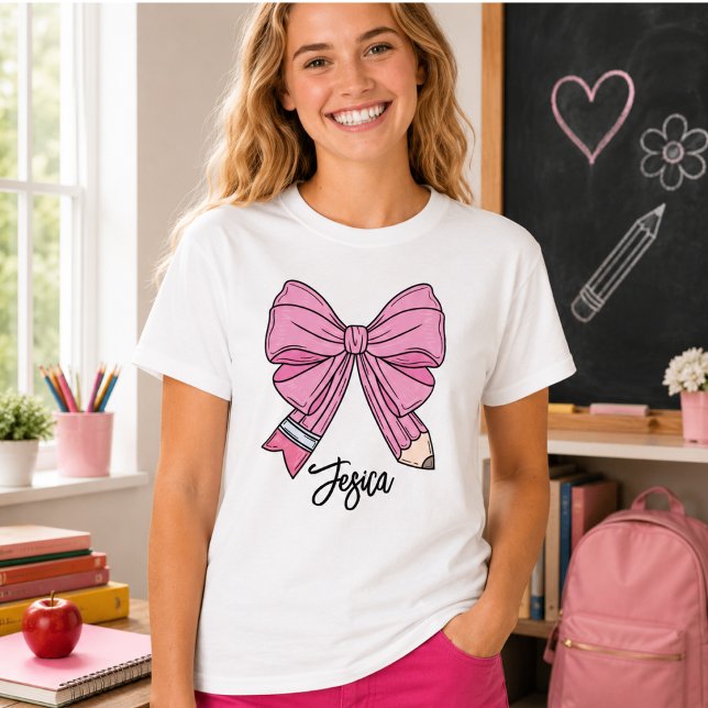 Back to School Coquette Custom Name T-Shirt (Back to School Coquette Custom Name T-Shirt)