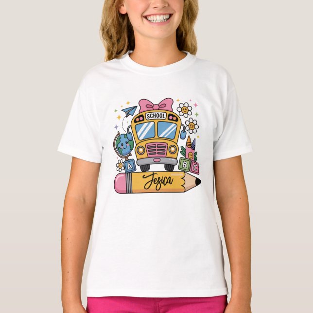 Back to School Coquette Custom Name T-Shirt (Front)