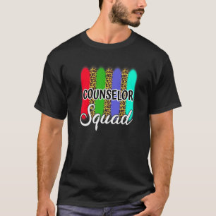 Back To School Counselor Squad Teacher Leopard Pri T-Shirt