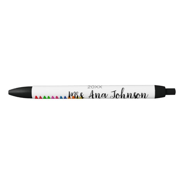 Back to school crayons add name grade class year black ink pen (Front)