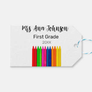 Back to school crayons add name grade class year gift tags