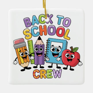 Back to school crew ceramic ornament