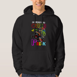 Back To School Crush Pre K Dinosaur Monster Truck Hoodie