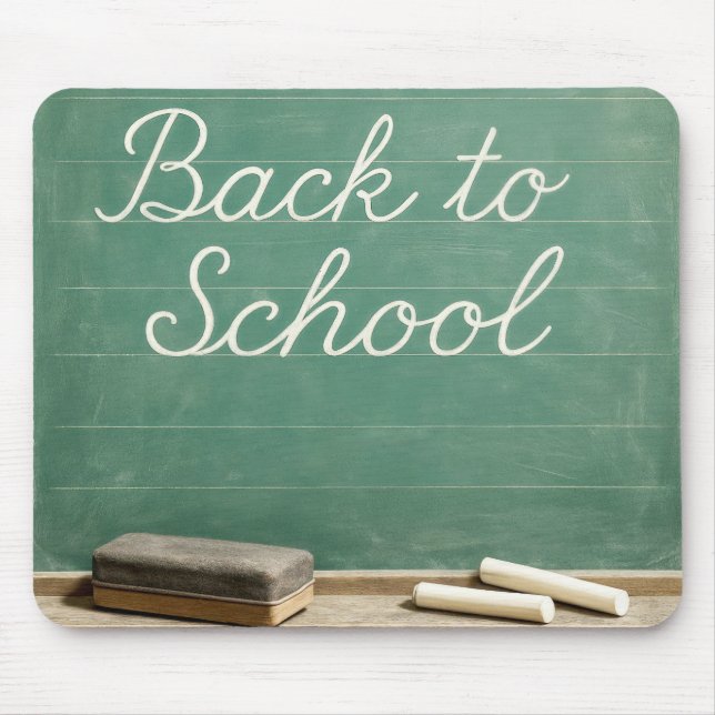 Back To School Cursive Text On Green Chalkboard Mouse Pad (Front)