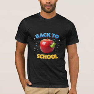 Back to School Cute Apple & Bookworm 3D Design T-Shirt