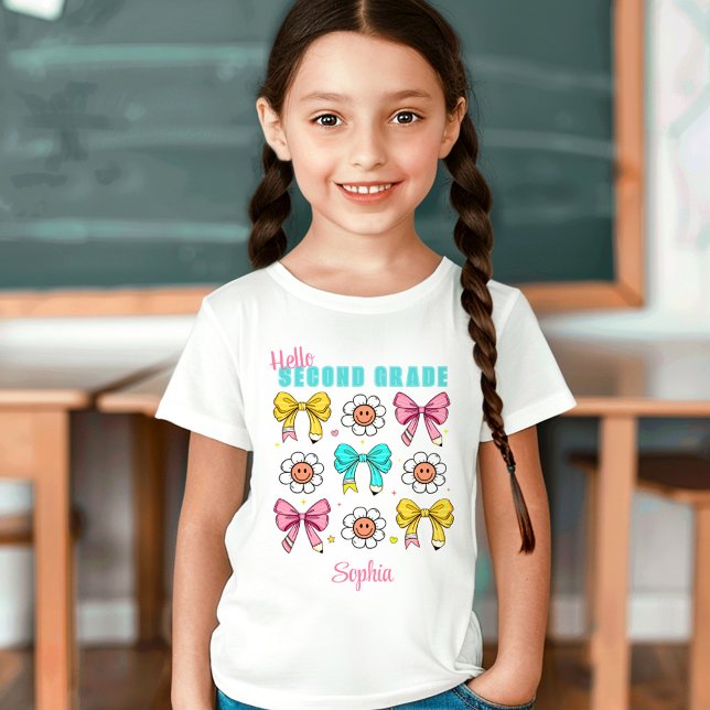 Back To School Cute Bow Pencil Coquette Retro Name T-Shirt (Back To School Cute Bow Pencil Coquette Retro Name T-Shirt)