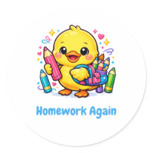Back to School Cute Chick Funny Sticker Gift