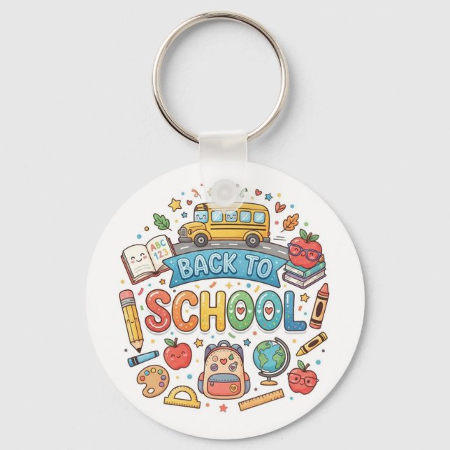 Back to school. Cute. Colourful.  Key Ring (Front)