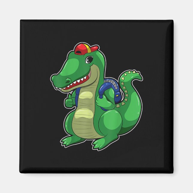 Back To School Cute Crocodile Funny Croc Backpack  Magnet (Front)