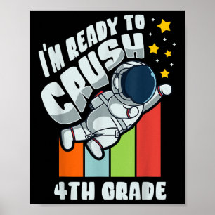 Back To School Cute First Day Of 4th Grade Astrona Poster