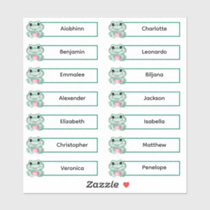 Back to School - Cute Frogs Multiple Name Stickers