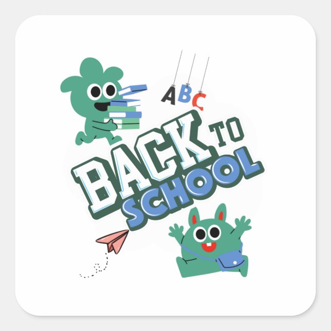 Back to School Cute Monster Adventure Square Sticker (Front)