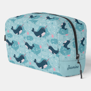 Back To School - Cute Narwhal Personalised Dopp Kit
