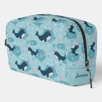 Back To School - Cute Narwhal Personalised Dopp Kit