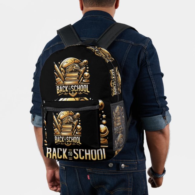 "Back to School" designee golden logo Printed Backpack (Insitu (Model))