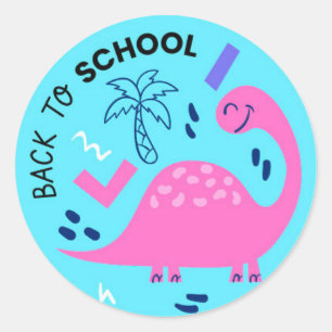 Back to School Dinosaur Classic Round Sticker