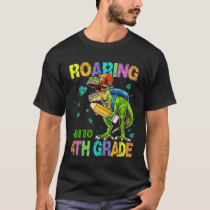 Back to School Dinosaur Rex  Roaring Into 4th Grad T-Shirt