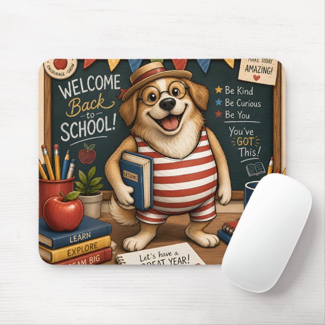 Back to School Dog PNG, Cute Teacher Dog design Mouse Pad (With Mouse)