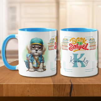 Back To School Dog Wearing Backpack Customised Mug