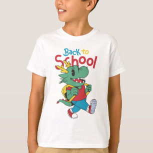 Back to school dragon cartoon t-shirt design