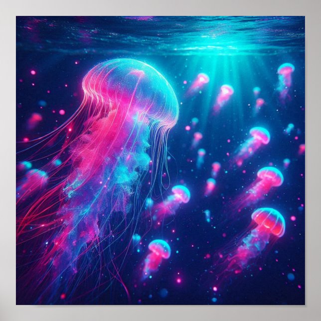 Back to School Dream Neon Jellyfish Drift Poster (Front)