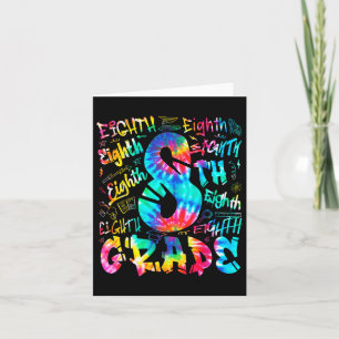Back To School Eighth 8th Grade Tie Dye Typography Card