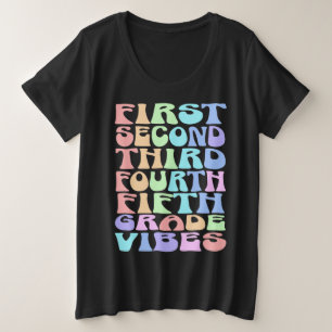 Back to School Elementary Teacher Vibes First Day  Plus Size T-Shirt