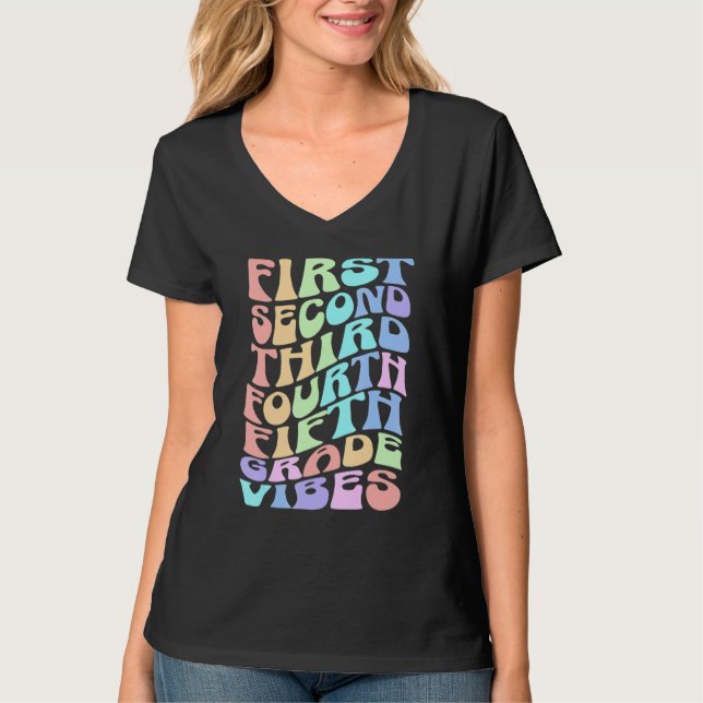 Back To School Elementary Teacher Vibes First Day  T-Shirt (Front)