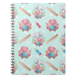 Back to School Elephant Pattern Notebook
