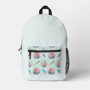 Back to School Elephant Pattern Printed Backpack