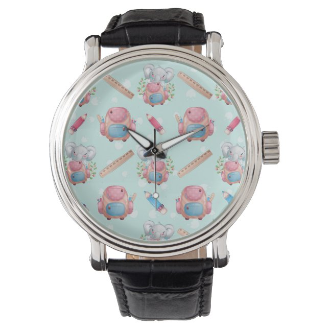 Back to School Elephant Pattern Watch (Front)