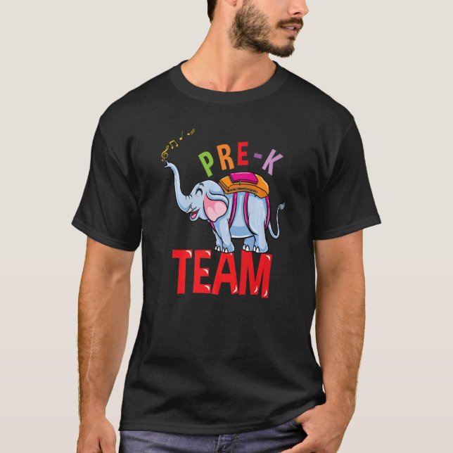Back To School Elephant Pre K Team T-Shirt (Front)